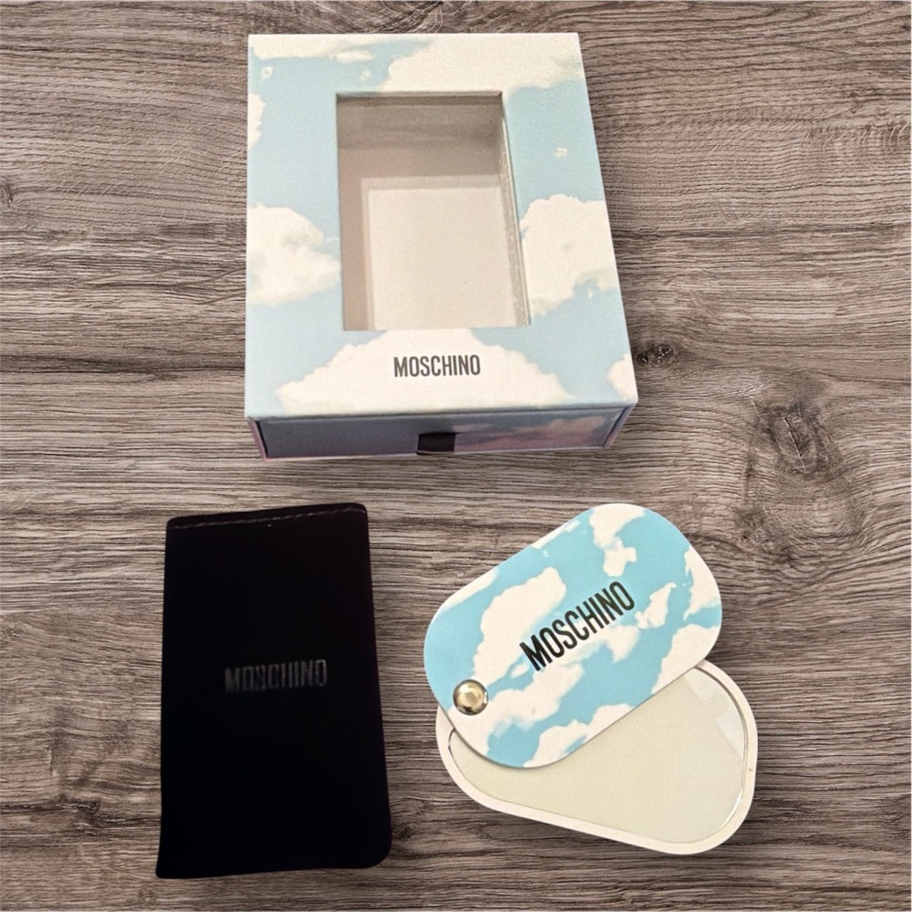 Moschino Boutique Pocket Sky Mirror With Velvet Sleeve NIB
